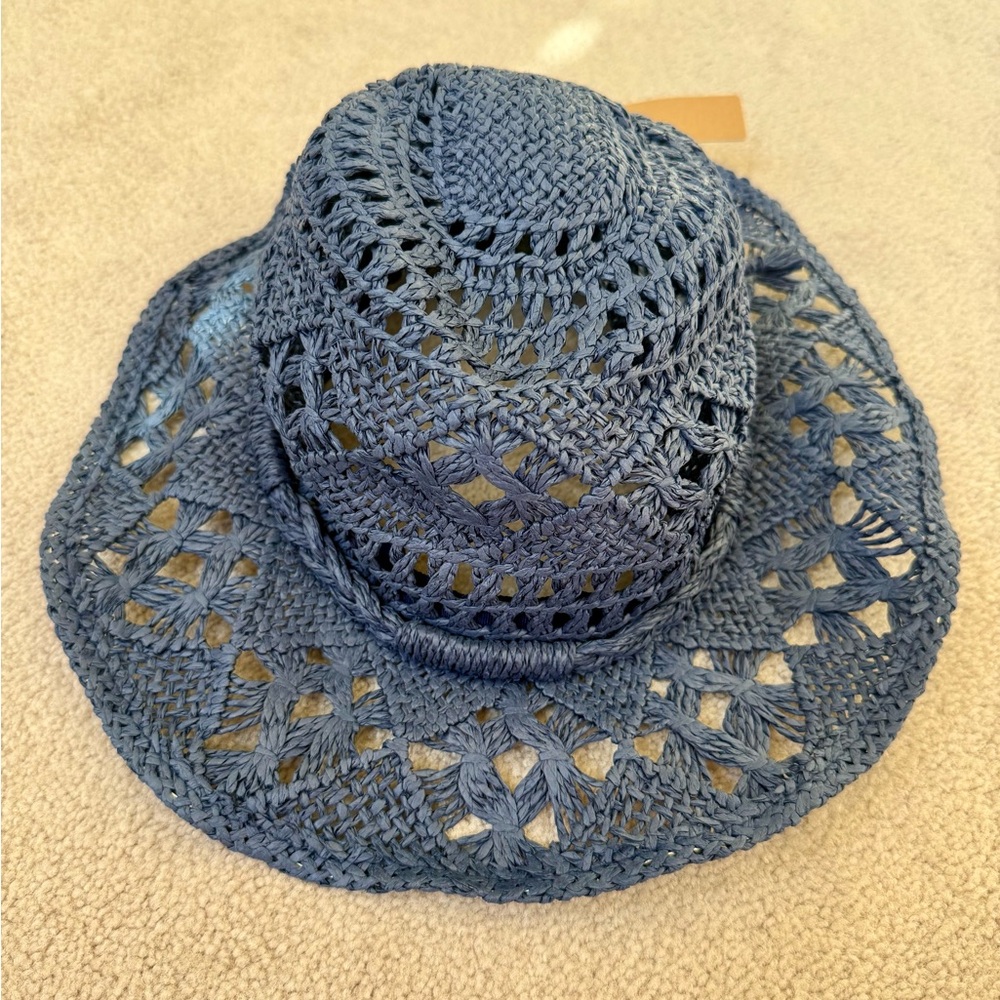 Steve Madden Denim Blue Crochet Sun Hat